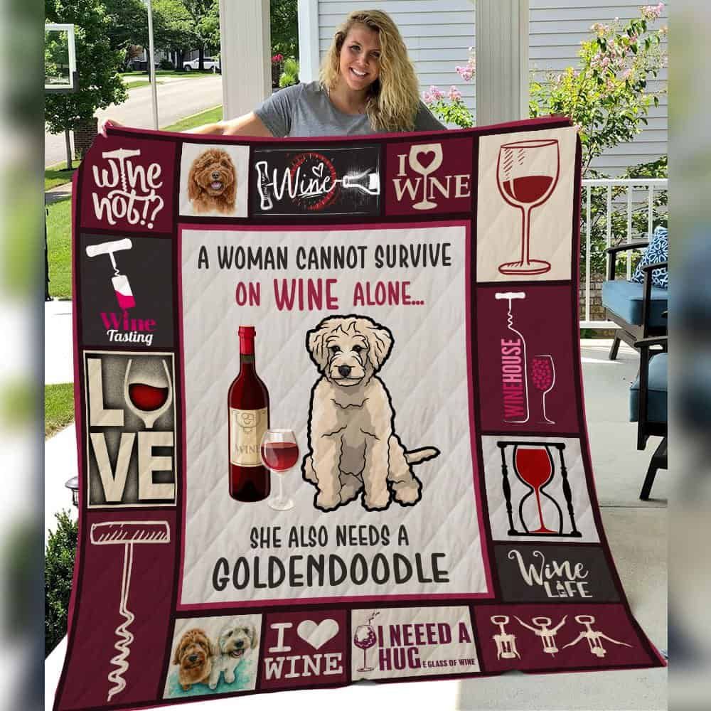 Wine And Goldendoodle Quilt Blanket DHC01021253TD