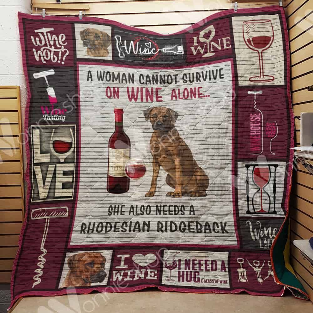 Wine And Rhodesian Ridgeback GS-CL-QD0111 Quilt Blanket