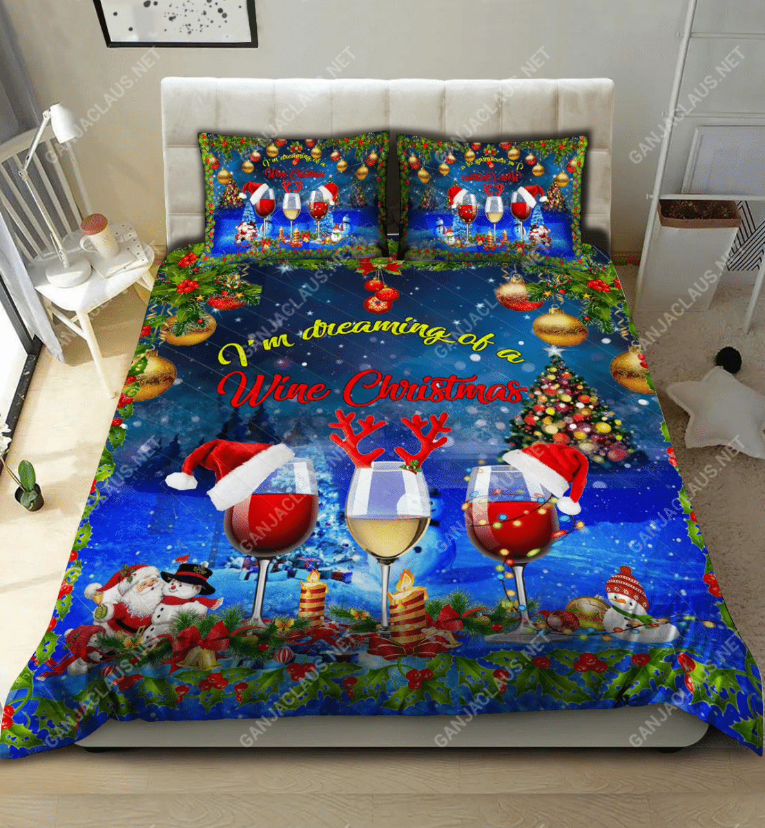 Wine Christmas Bedding Set