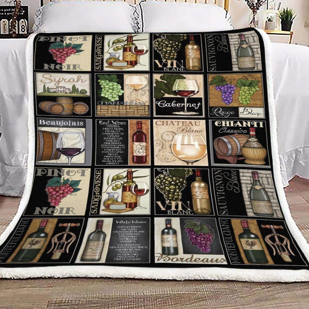 Wine From Around The World Sherpa Fleece Blanket