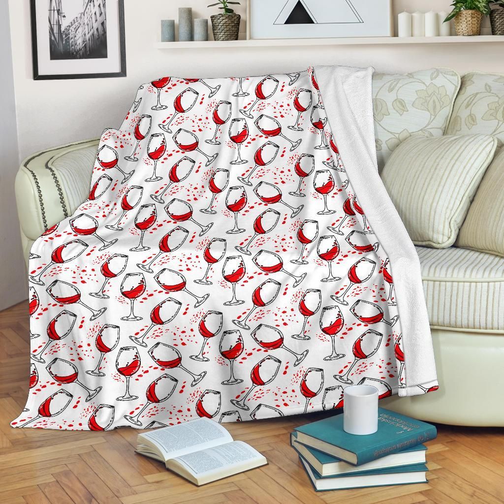Wine Glasses Sherpa Fleece Blanket