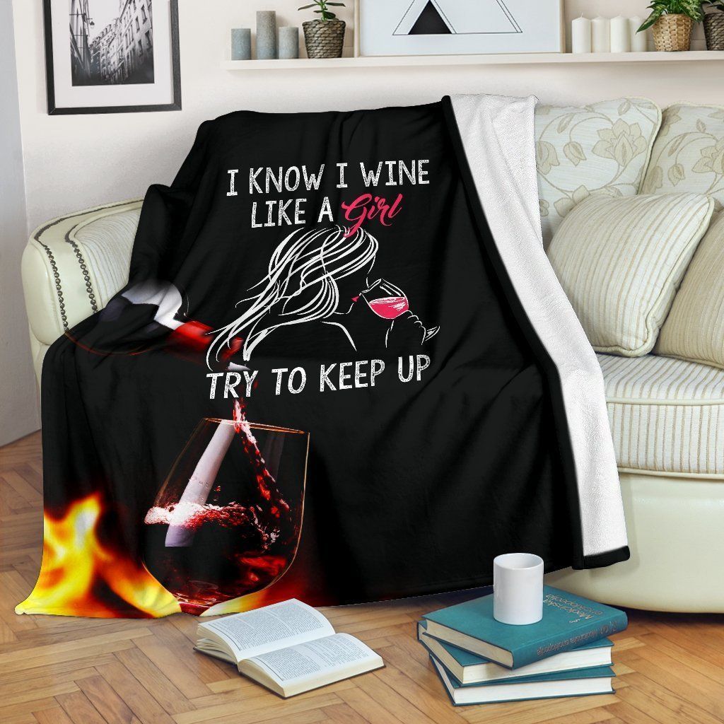 Wine Like A Girl Sherpa Fleece Blanket