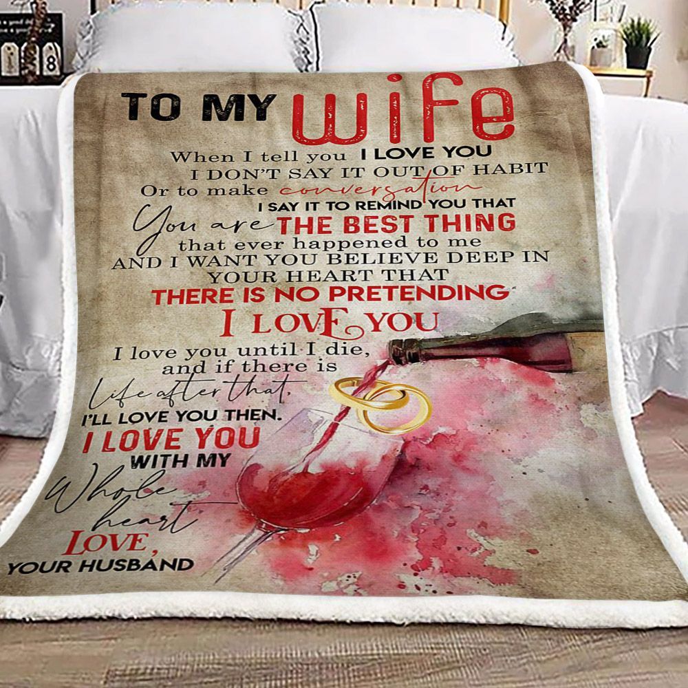 Wine To My Wife Sherpa Fleece Blanket