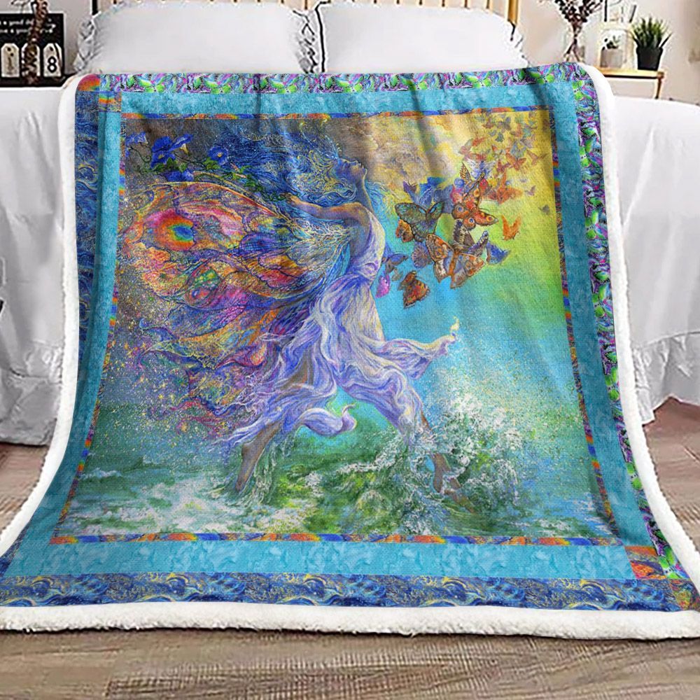 Wing Of Joy Angle Butterfly Sherpa Fleece Blanket