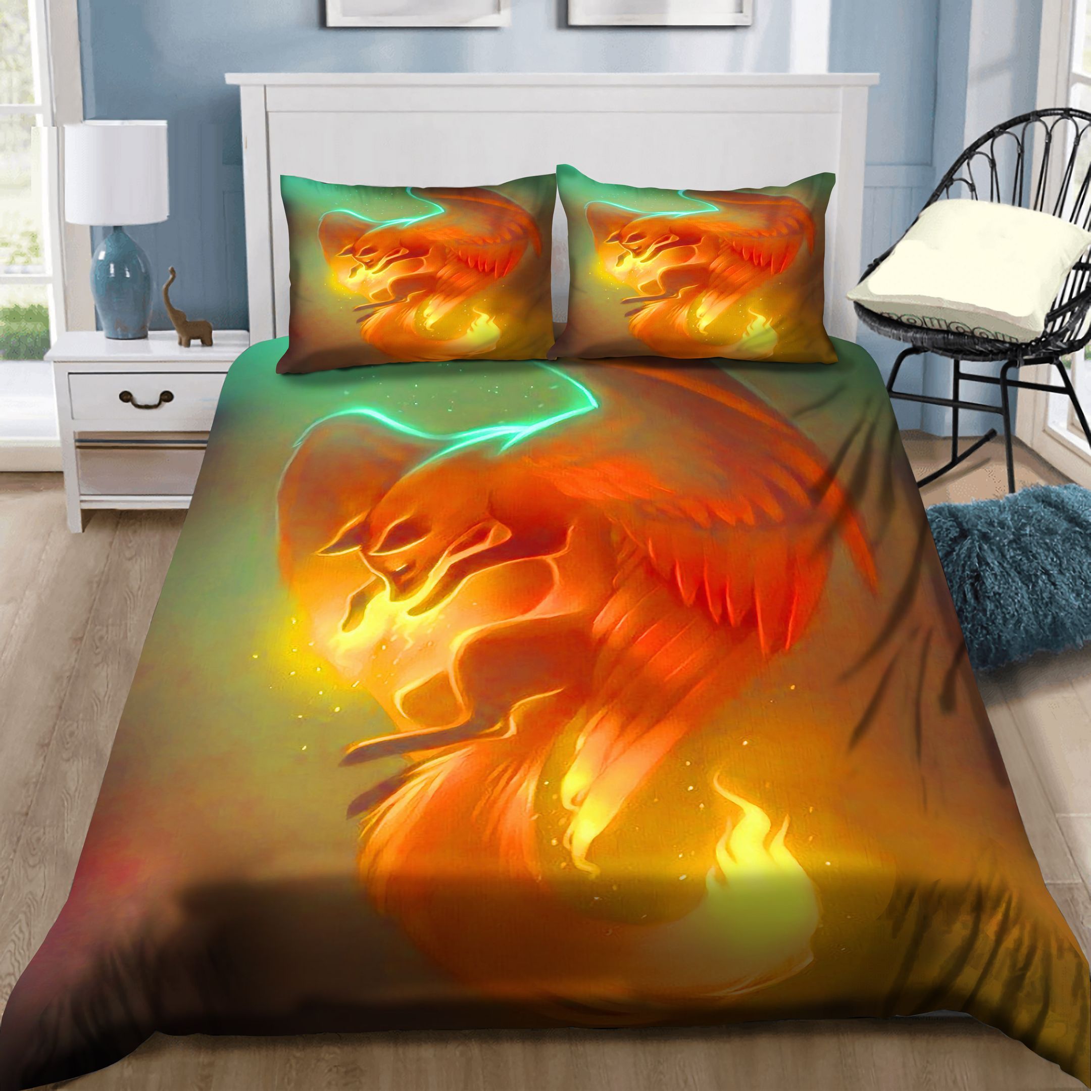 Winged Fire Fox Bedding Set