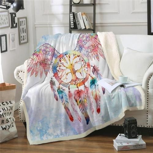Wings Dreamcatcher Sherpa Fleece Blanket