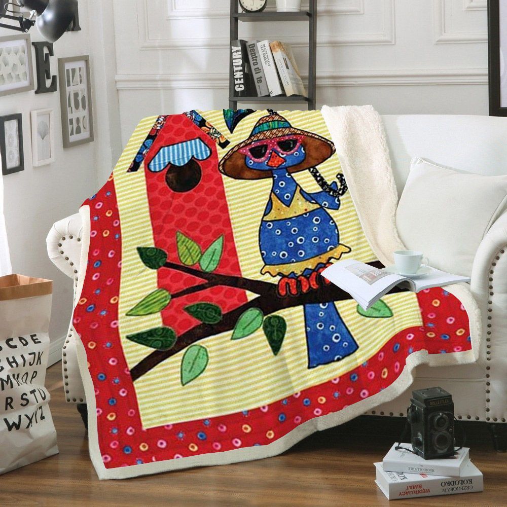 Winter Bird Christmas Sherpa Fleece Blanket