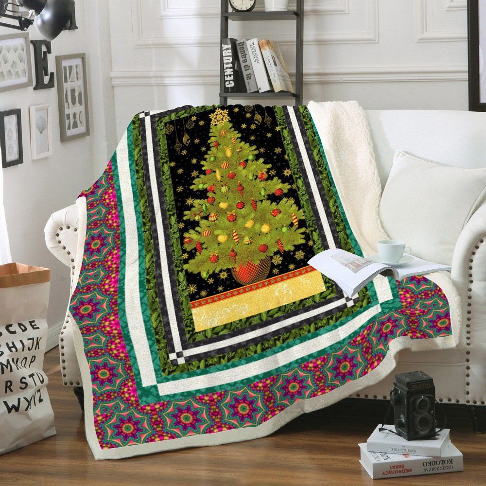 Winter Christmas Tree Sherpa Fleece Blanket