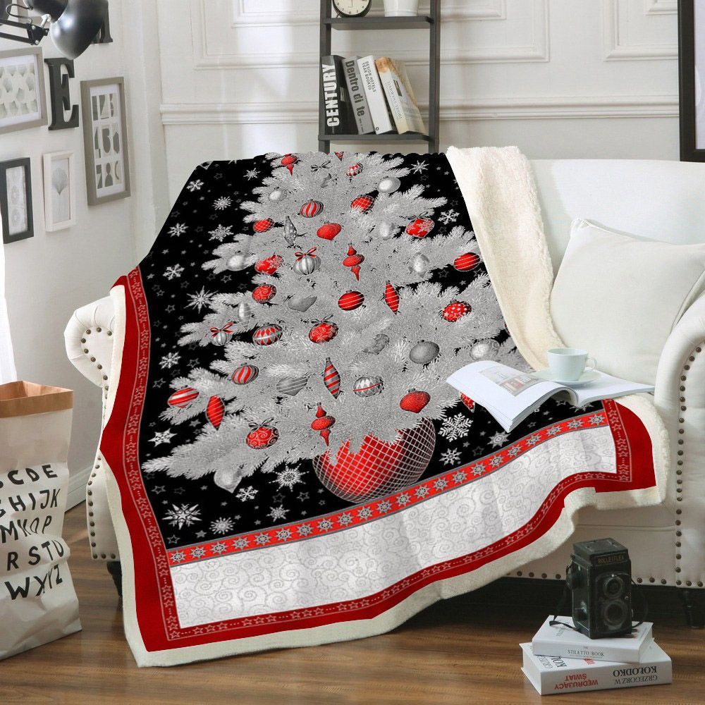 Winter Christmas Tree Sherpa Fleece Blanket