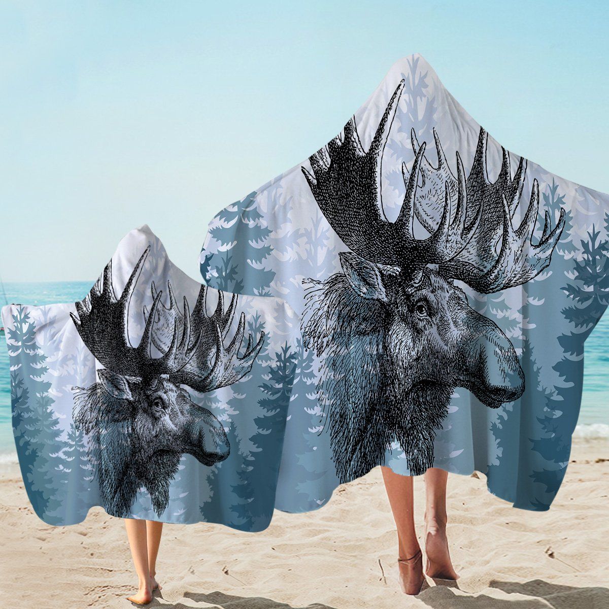 Winter Elf Forest Printed Hooded Towel