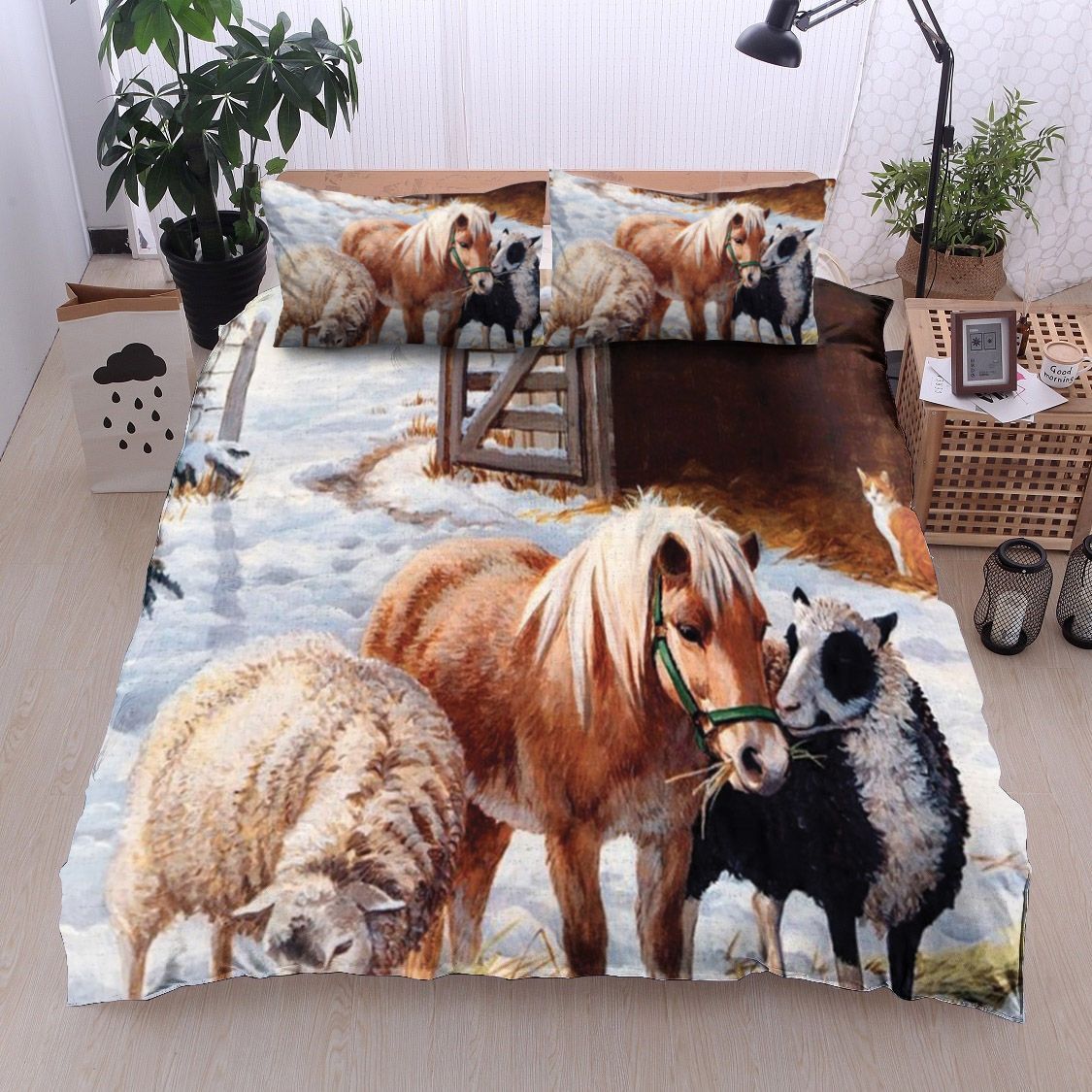 Winter Farm Horse Bedding Set