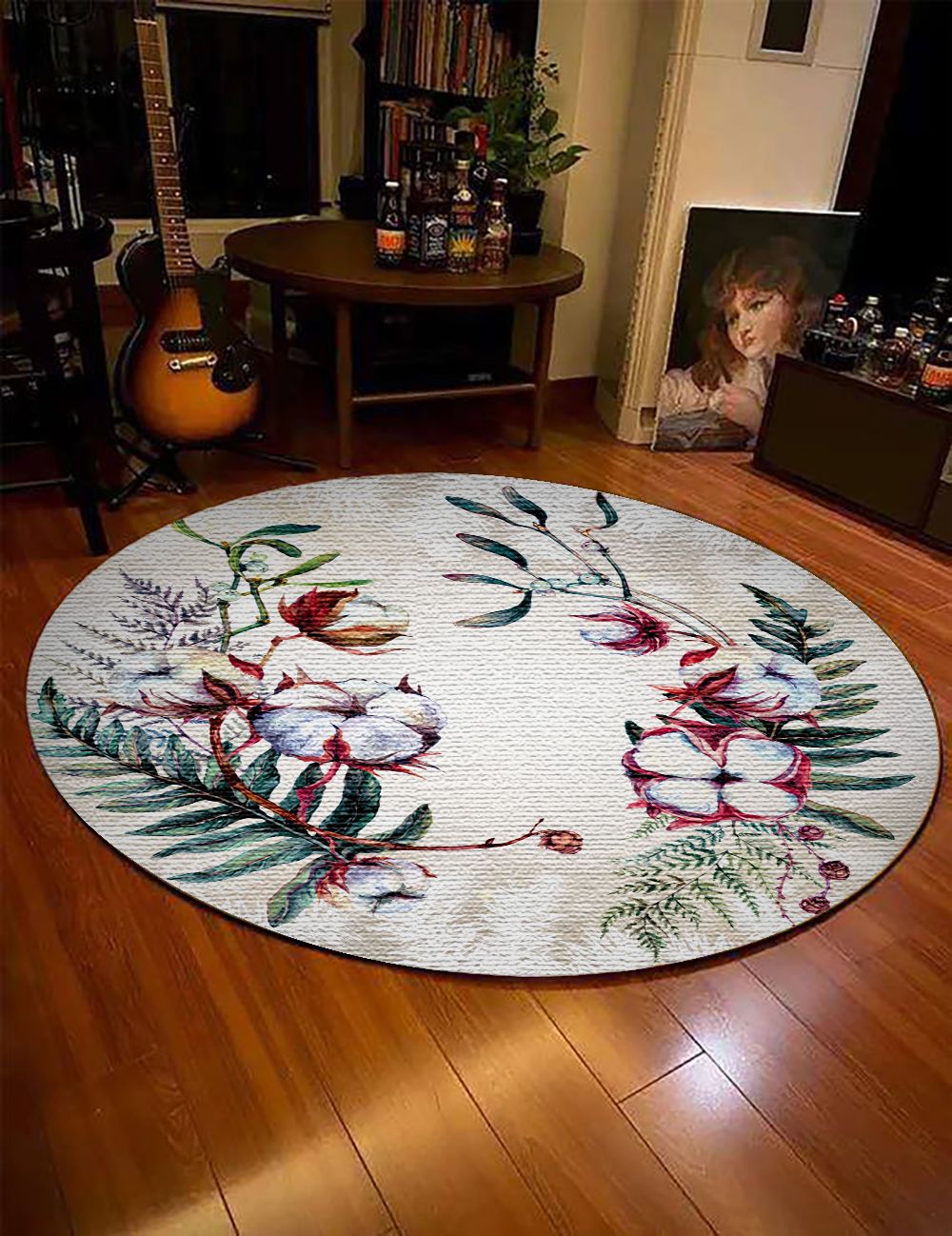 Winter Flower Round Carpet
