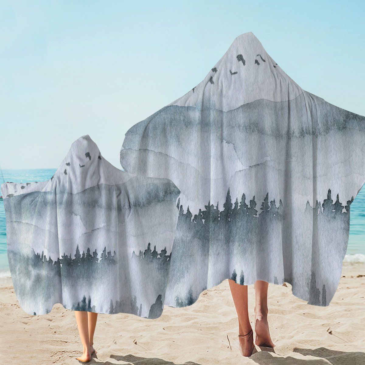 Winter Forest Snow Printed Hooded Towel