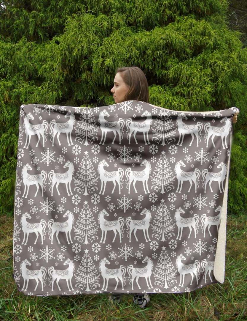 Winter Horse Sherpa Fleece Blanket