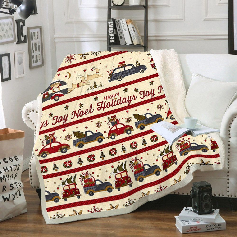Winter Joyful Travels Christmas Sherpa Fleece Blanket