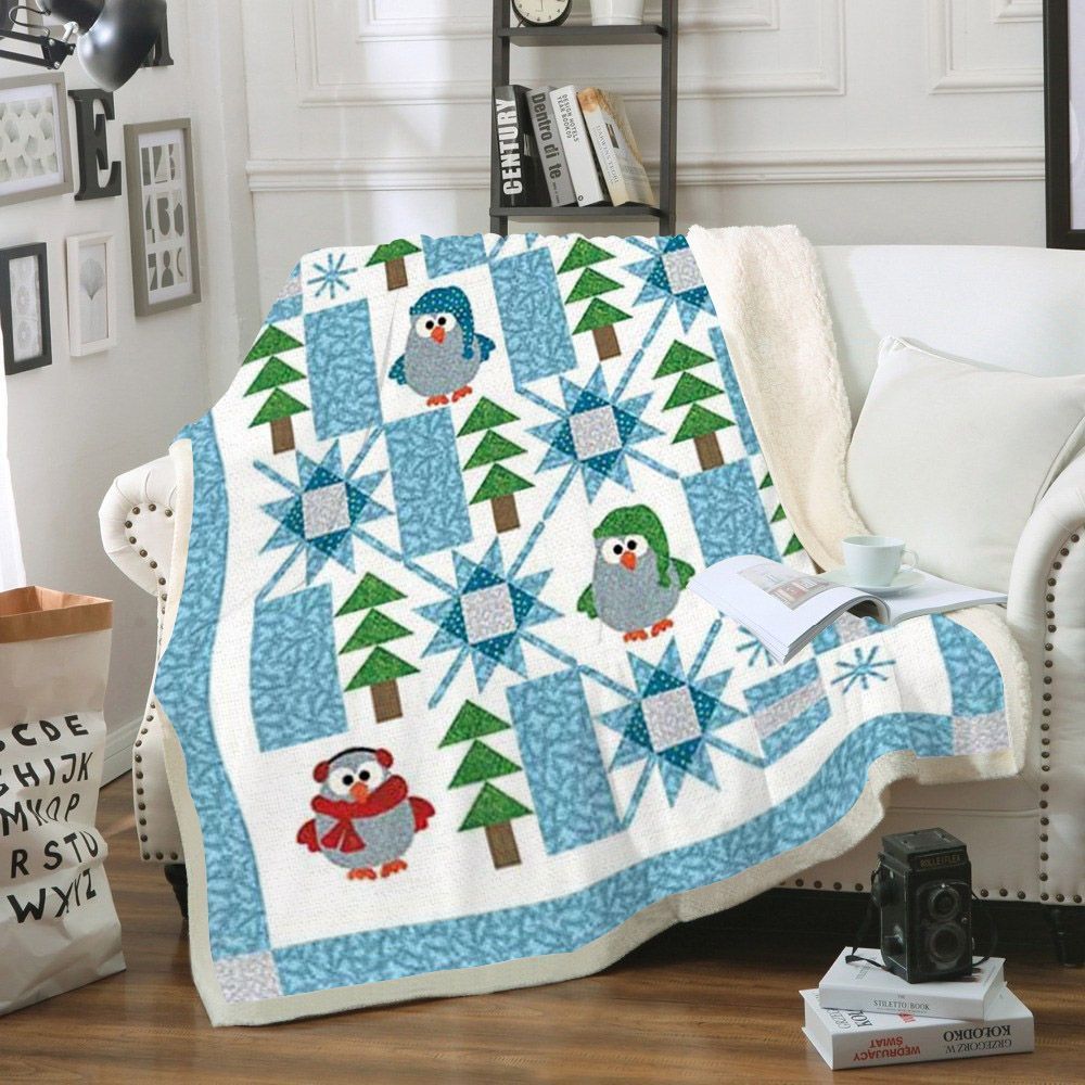 Winter Owl Sherpa Fleece Blanket