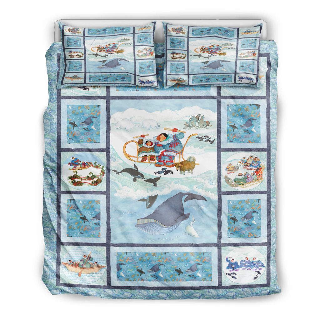 Winter Playing Whale Bedding Set
