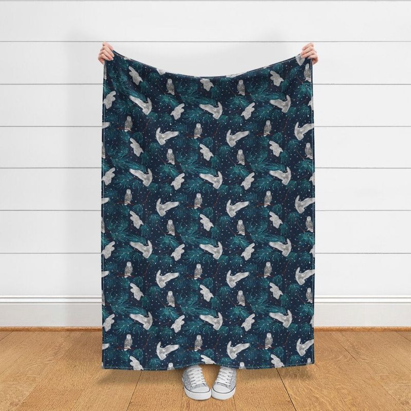 Winter Snow Owl Sherpa Fleece Blanket
