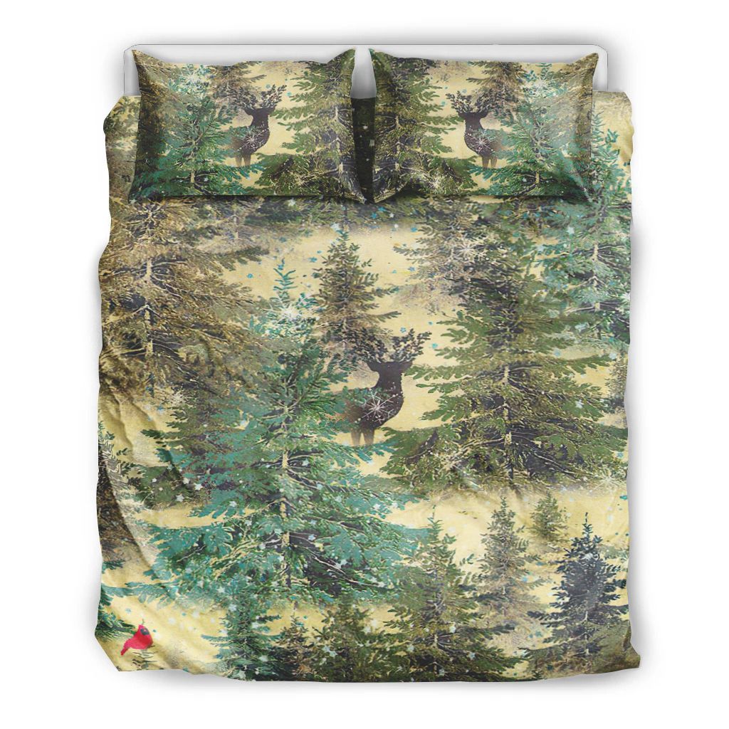 Winter Snowing Hiding Deer Bedding Set