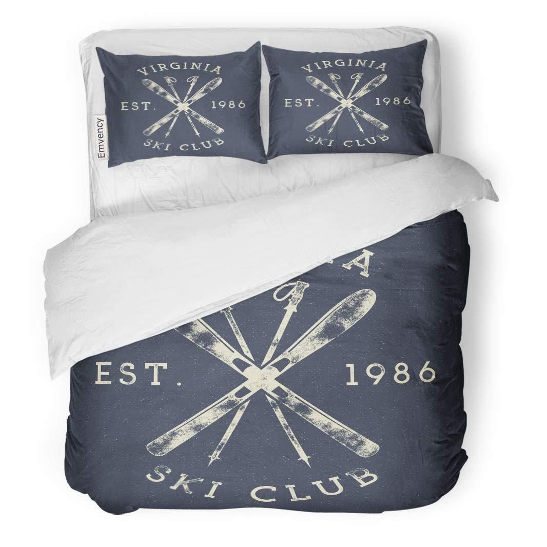 Winter Sports Ski Club Label Bedding Set