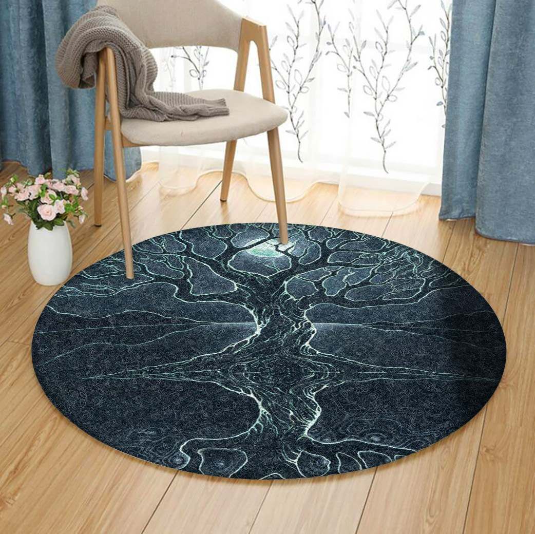 Winter Tree Of Life Round Carpet