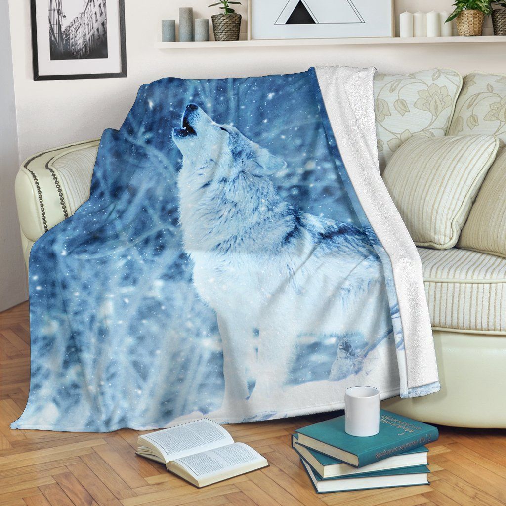 Winter Wolf Sherpa Fleece Blanket