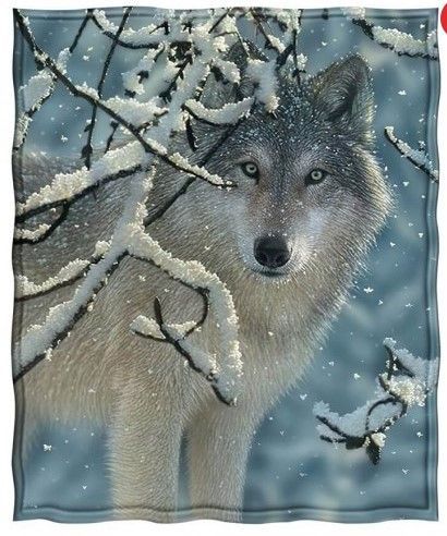 Winter Wolf Sherpa Fleece Blanket