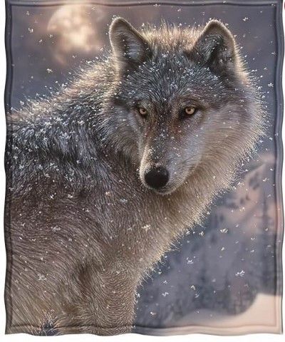Winter Wolf Sherpa Fleece Blanket