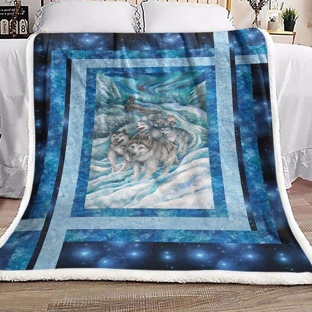 Winter Wolf Sherpa Fleece Blanket