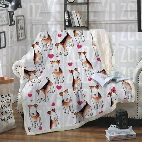 Wire Fox Terrier Sherpa Fleece Blanket