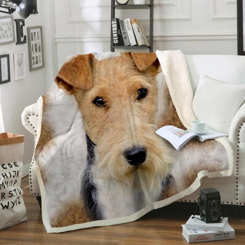 Wire Fox Terrier Sherpa Fleece Blanket