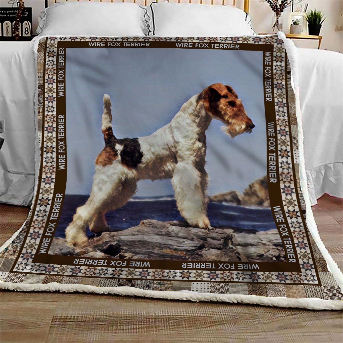 Wire Fox Terrier Sea Sherpa Fleece Blanket