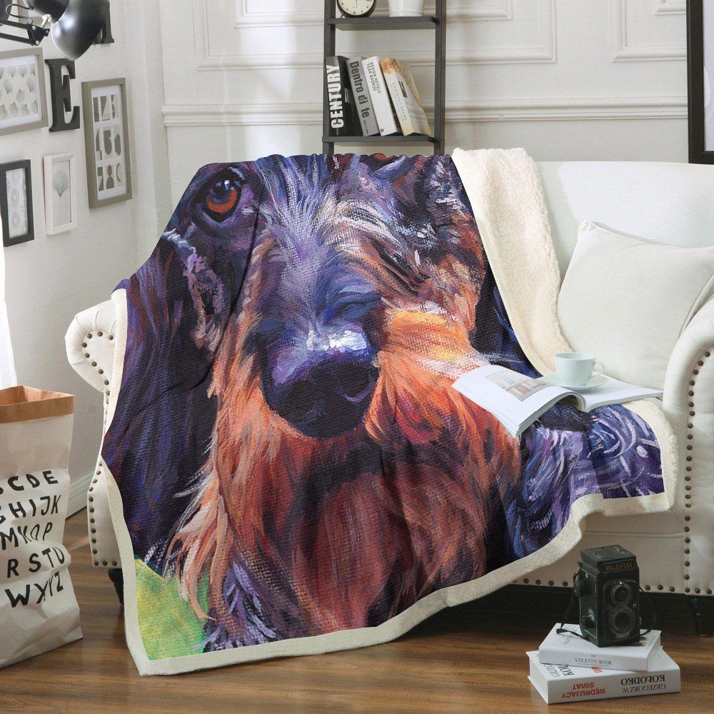 Wire Haired Dachshund Sherpa Fleece Blanket