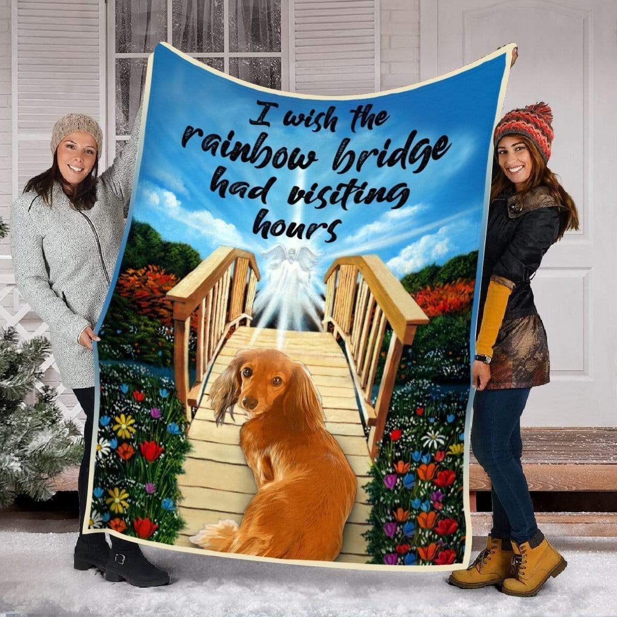 Wish The Rainbow Bridge Had Visiting Hours Dachshund Fleece Blanket Gift For Dog Lovers