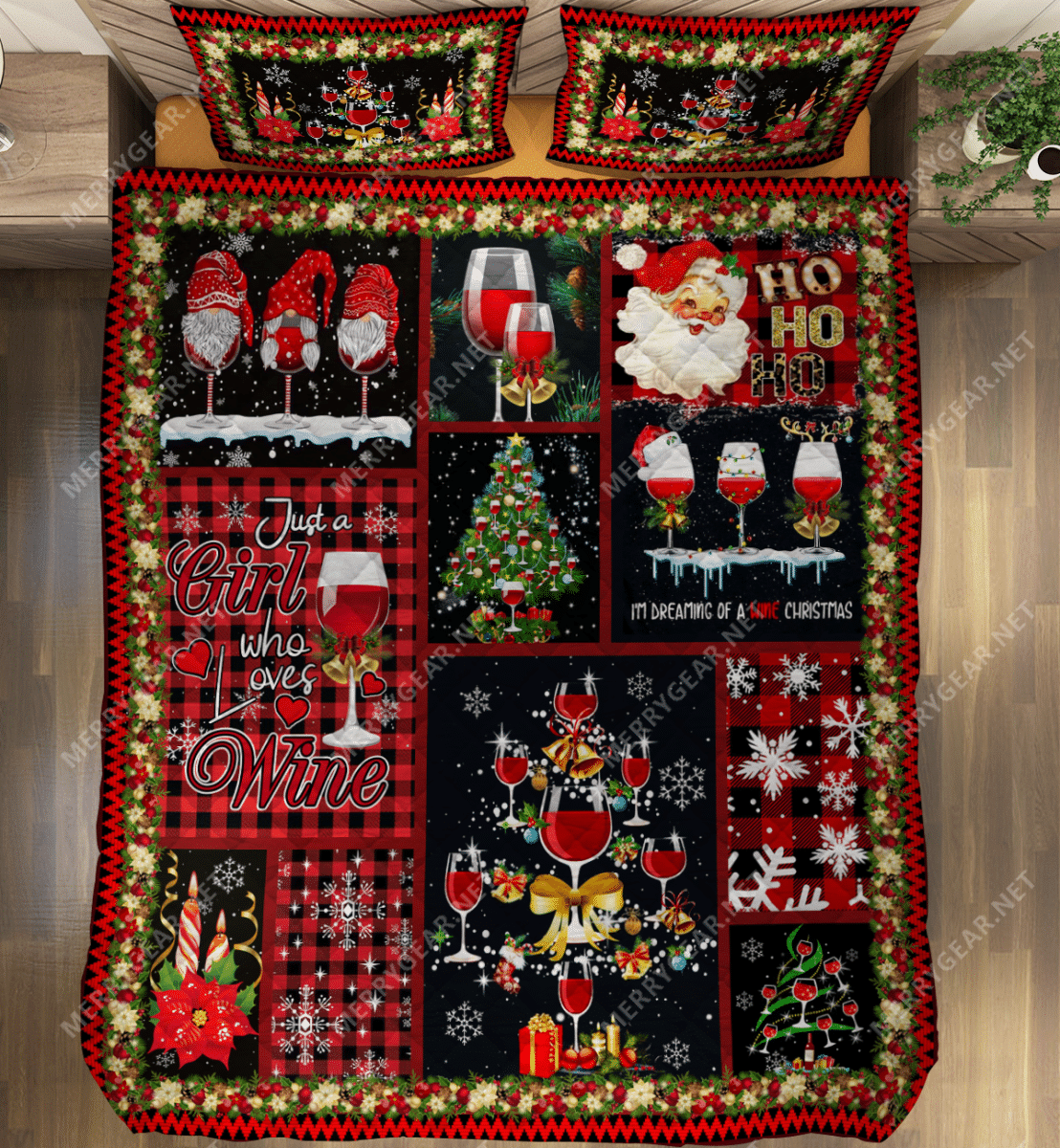 Wish You A Wine Christmas Bedding Set