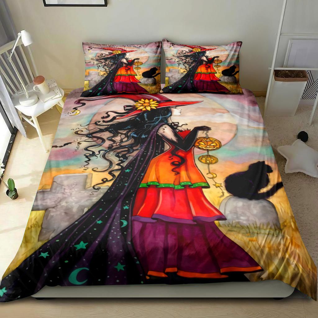 Witch And Black Cat Bedding Set