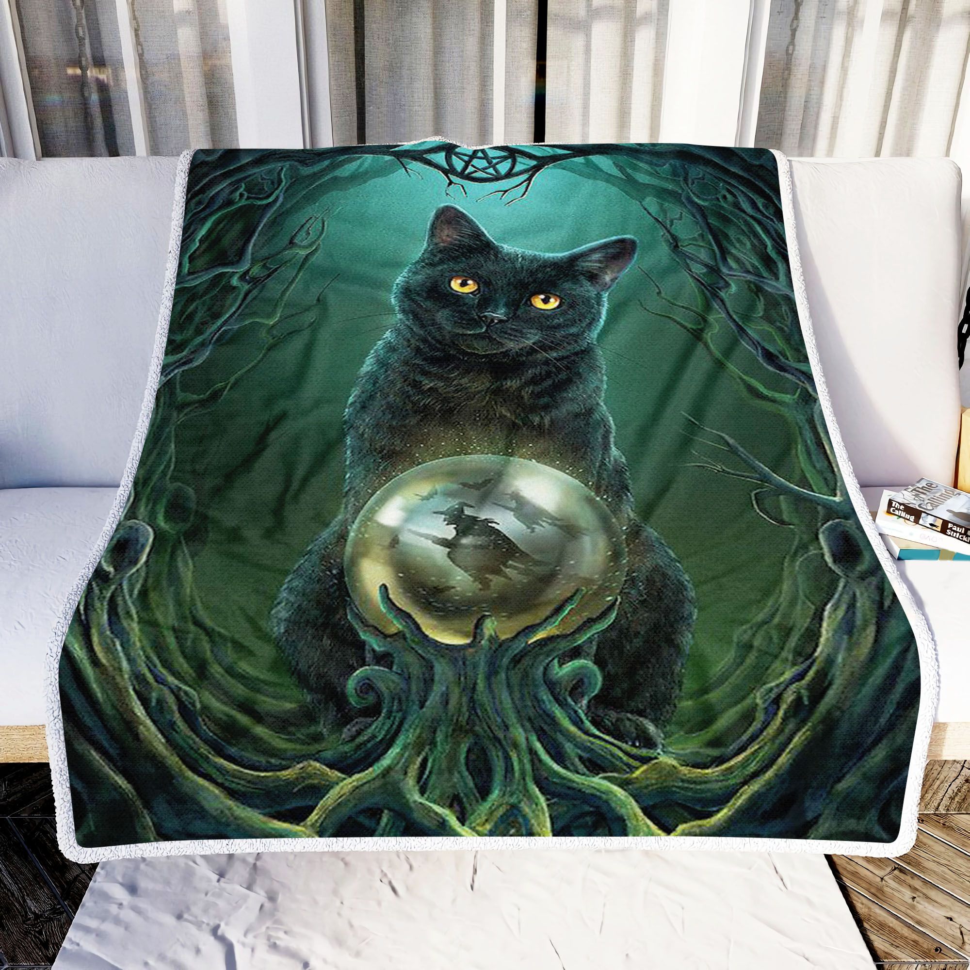 Witch Cat Magic Fleece Blanket