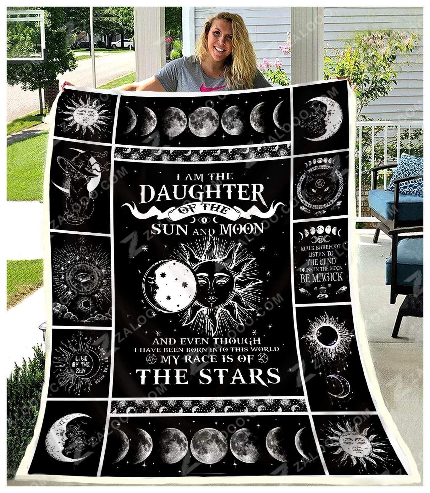 Witch I Am The Daughter Of The Sun And Moon Sherpa Fleece Blanket