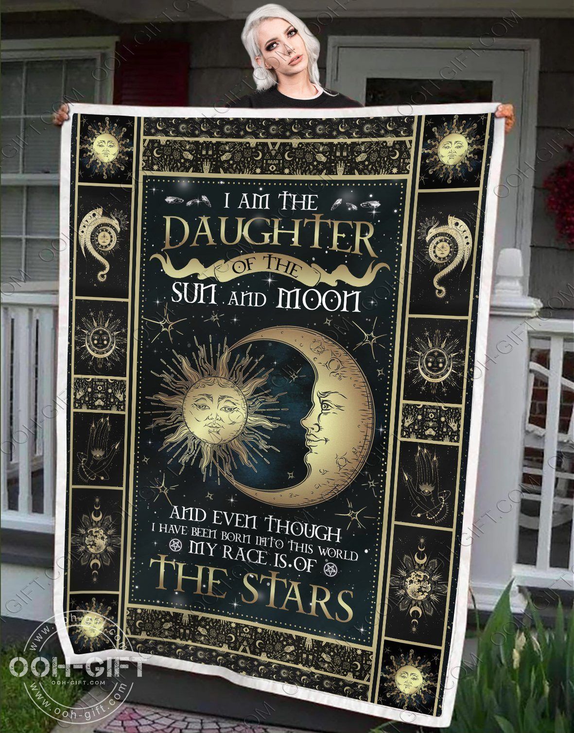 Witch I Am The Daughter Of The Sun And Moon Sherpa Fleece Blanket