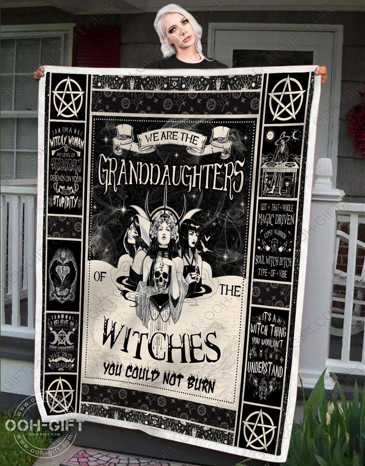 Witch We Are The Granddaughters Of The Witches Sherpa Fleece Blanket