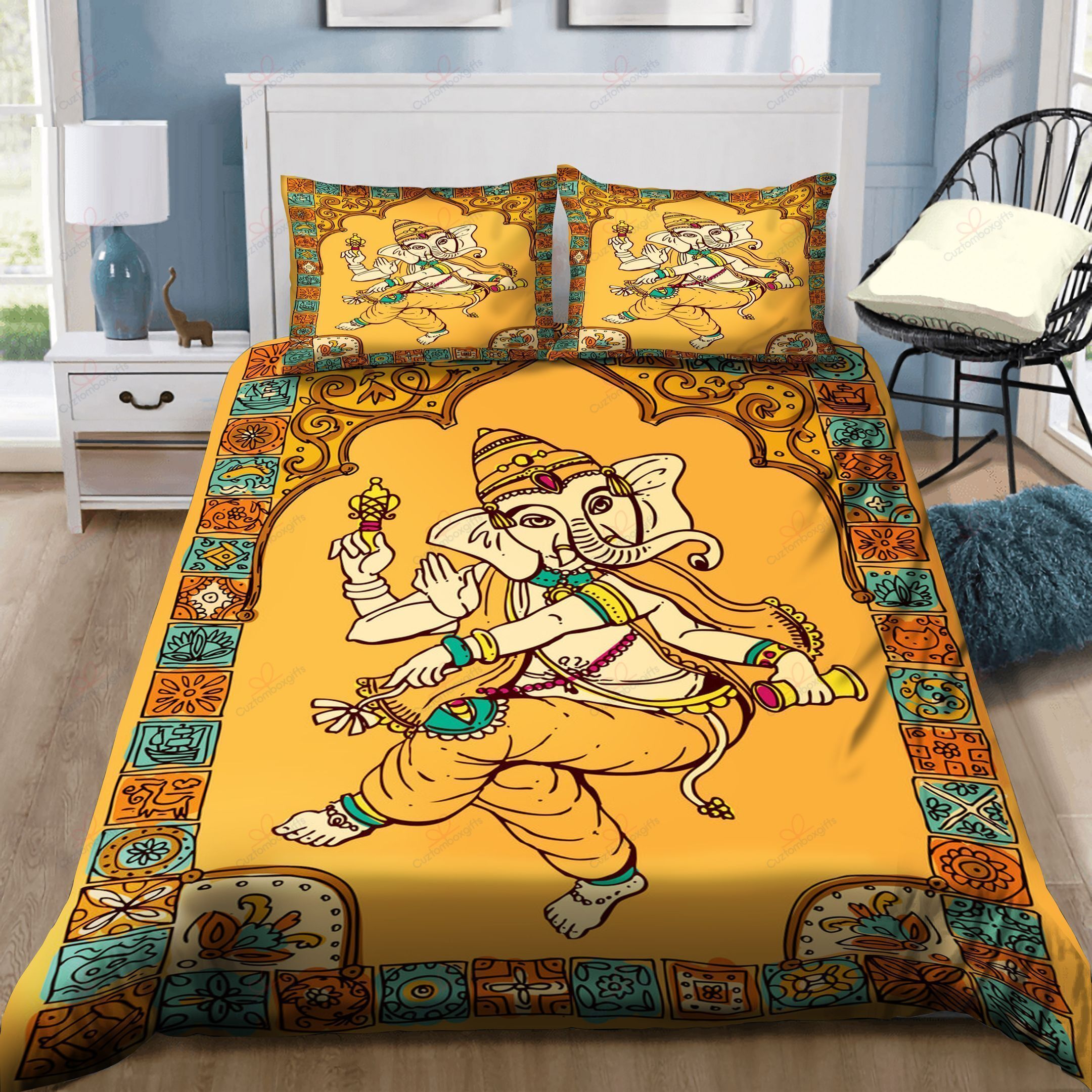 With Ganesha Printed Bedding Set