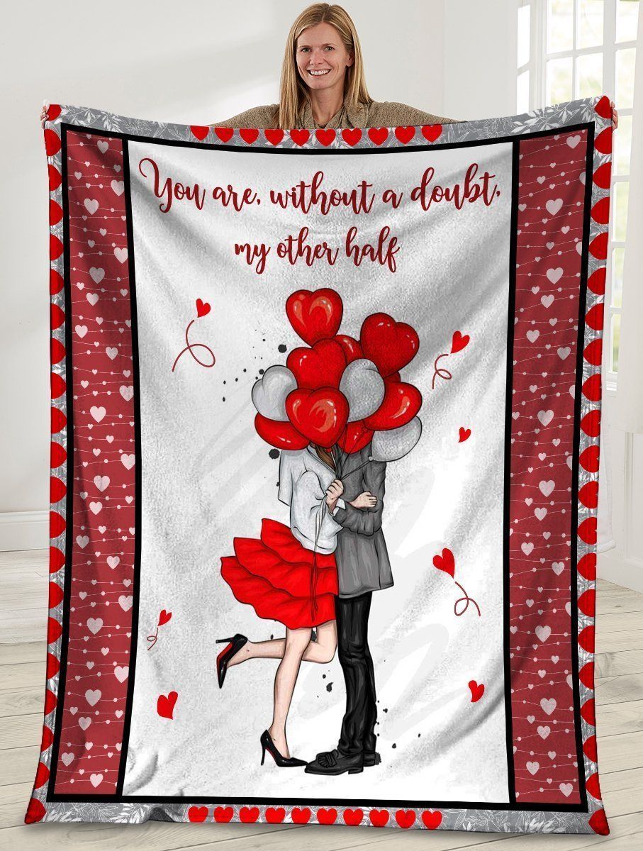 Without A Doubt My Other Half Husband And Wife Lover Heart Fleece Blanket