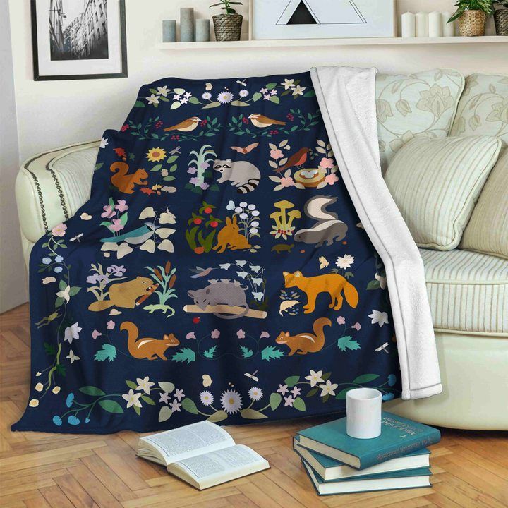Woddland Animals Sherpa Fleece Blanket