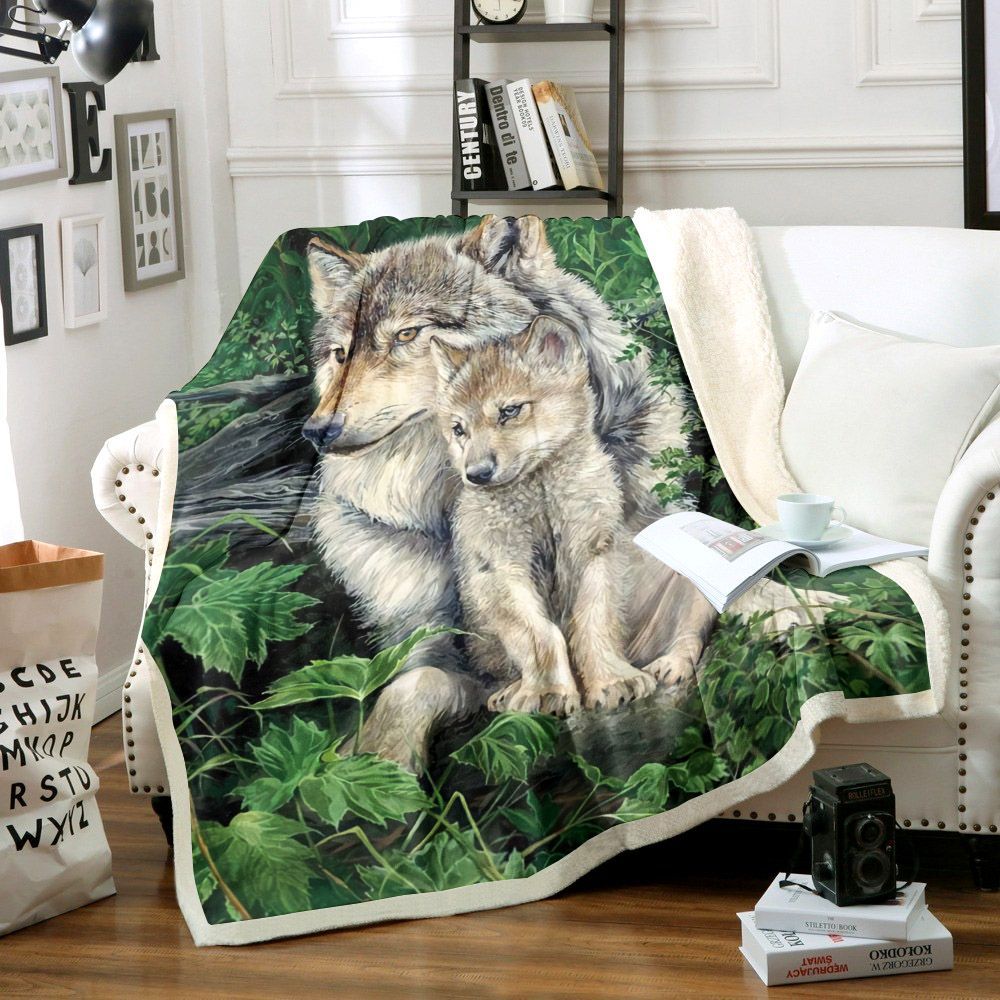 Wolf Sherpa Fleece Blanket