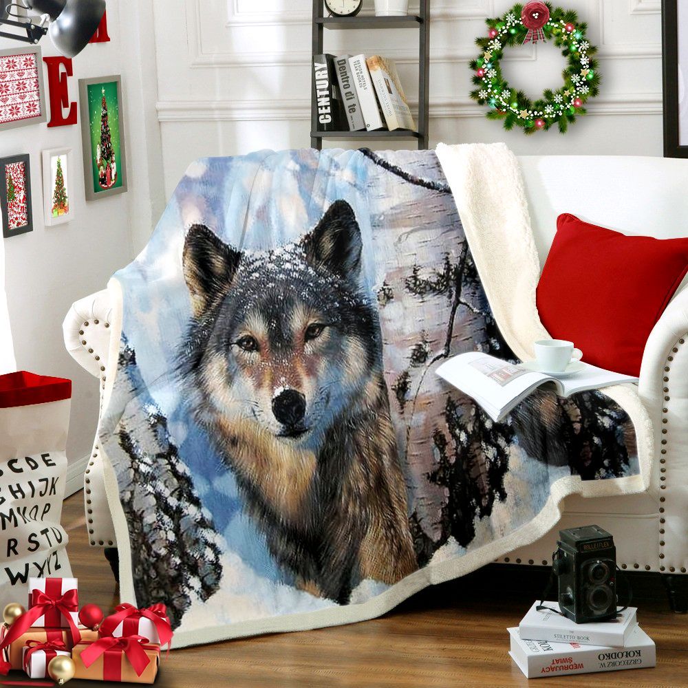 Wolf Sherpa Fleece Blanket