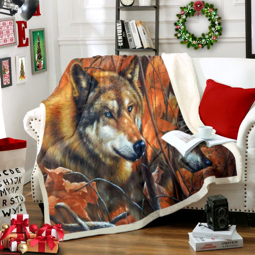 Wolf Sherpa Fleece Blanket