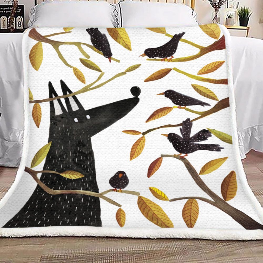 Wolf And Crow Sherpa Fleece Blanket