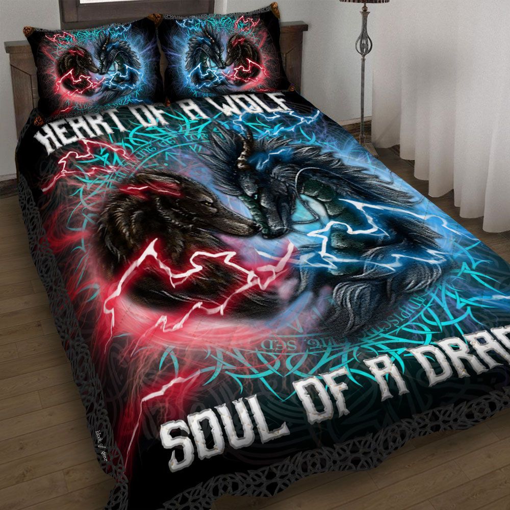 Wolf And Dragon Heart Of A Wolf Soul Of A Dragon Bedding Set