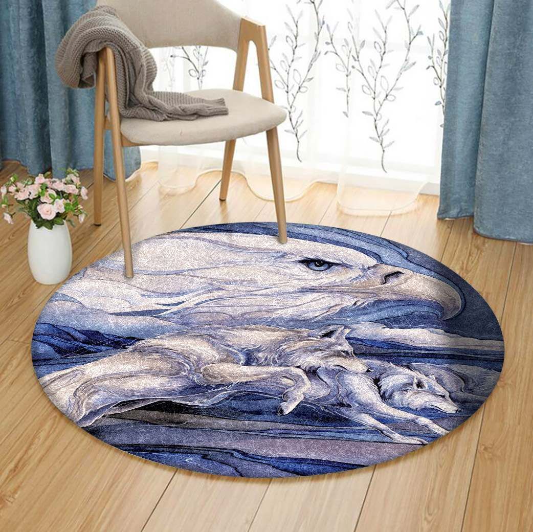 Wolf And Eagle Round Carpet