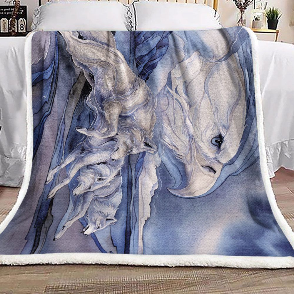Wolf And Eagle Sherpa Fleece Blanket